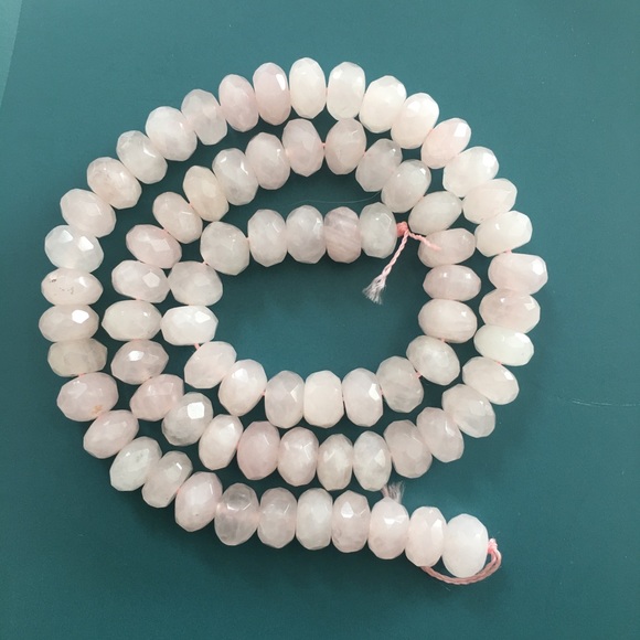 Faceted rose quartz string of bead for a necklace